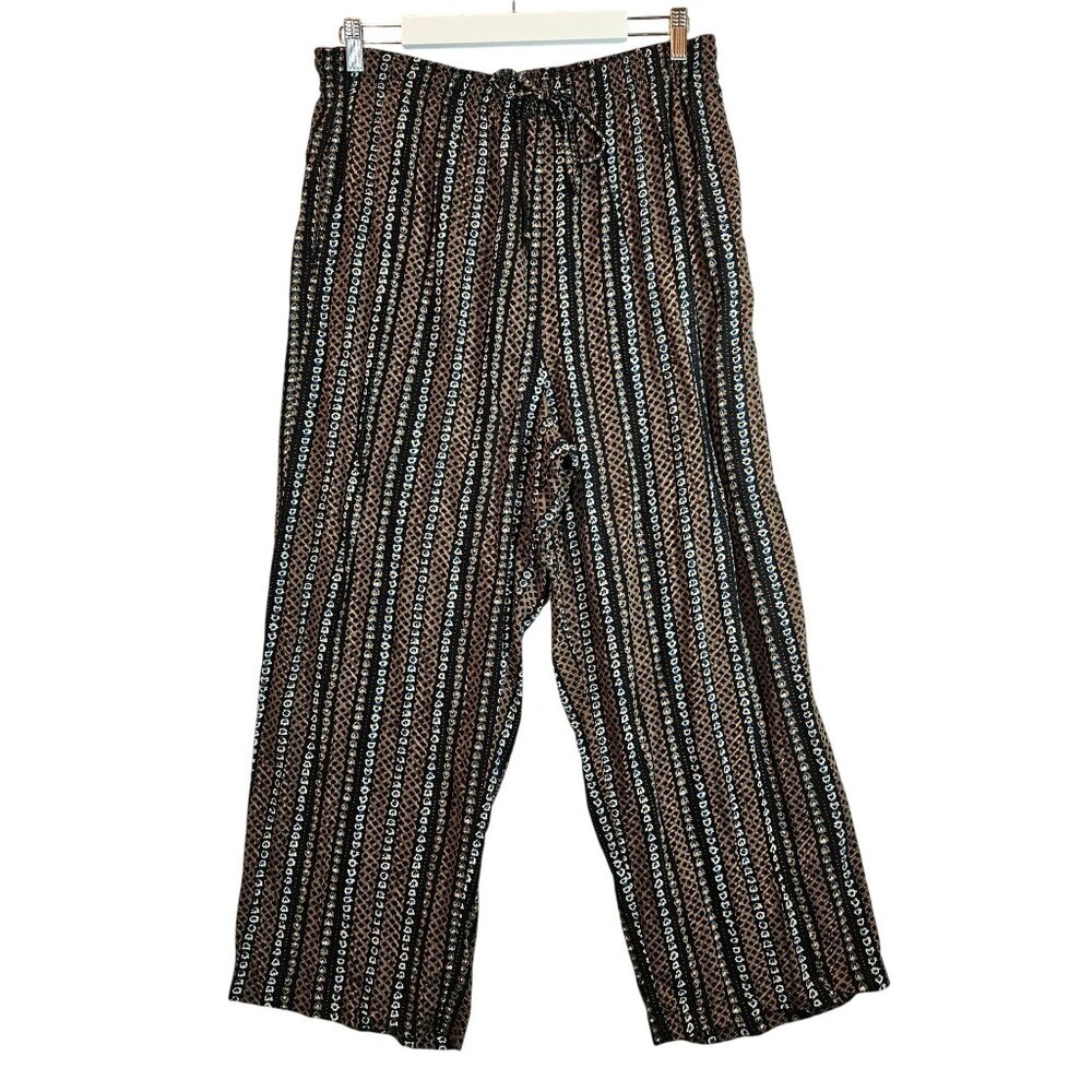 Sag Harbor Womens L Black & Brown Striped Patterned palazzo pants